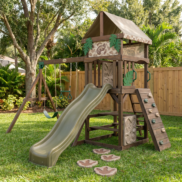 Jungle Dino Camp Outdoor Playset With Slide