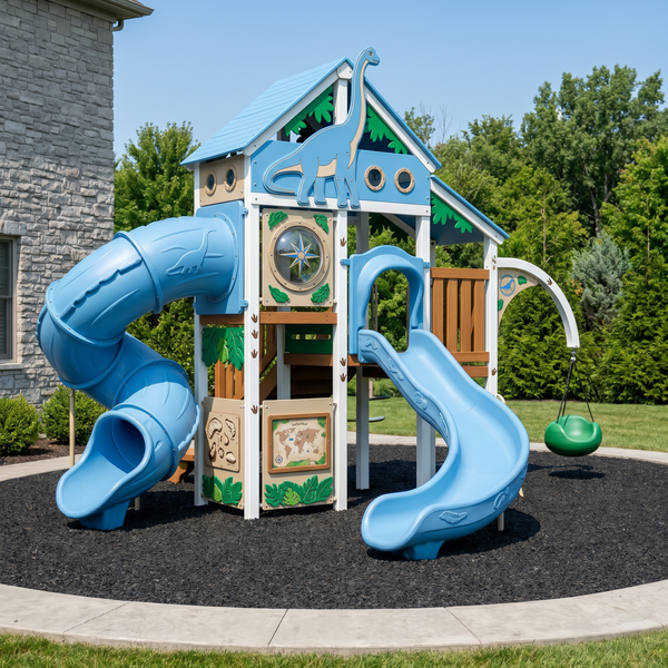 Little Brontosaurus Adventure Playhouse With Dual Slides