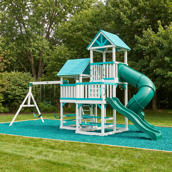 Aqua Adventure Playhouse Swing Set With Slides