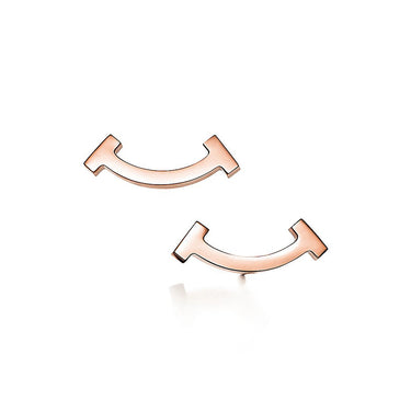 T Smile Hoop Stud Earrings