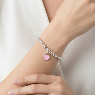 Return To T Pink Heart Tag Bead Bracelet