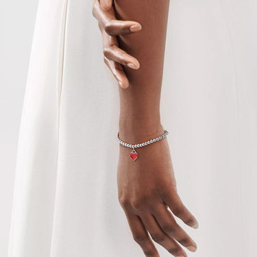 Return To T Red Heart Tag Bead Bracelet