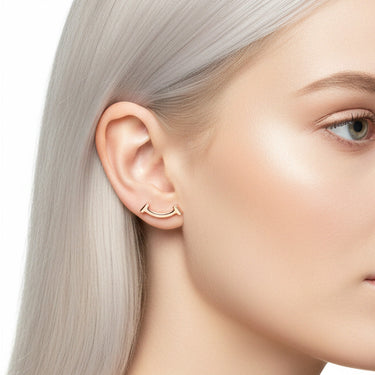 T Smile Hoop Stud Earrings