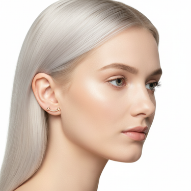 T Smile Hoop Stud Earrings