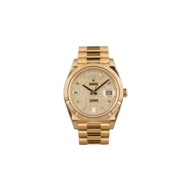 Day-date Diamond Paved Dial Men's 18kt President Watch