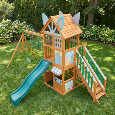 Little Cozy Critter Wooden Swing Set With Slide