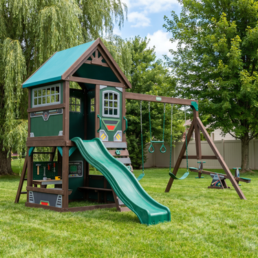 Backyard Mission Control Playset With Slide And Swings