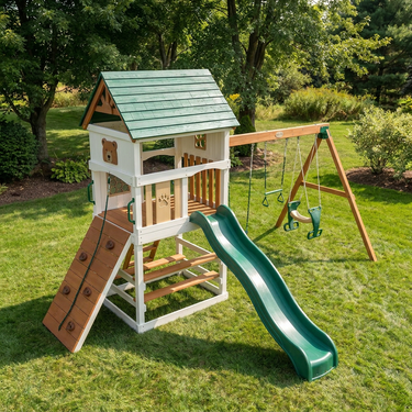 Honey Bear Treehouse Swing Set With Slide