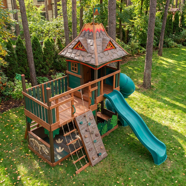 Dino Volcano Adventure Outdoor Playset With Slides