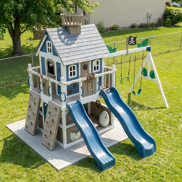 Pirate Dino Cove Outdoor Playset With Twin Slides
