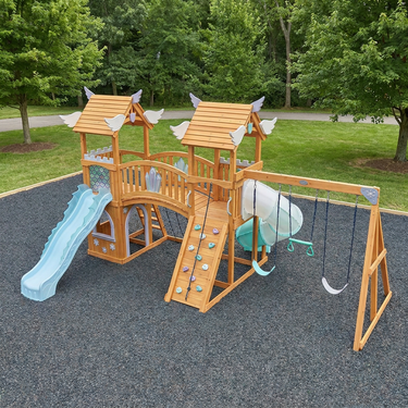 Frosted Kingdom Playhouse Swing Set with Slides
