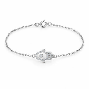 Amara Hamsa Hand Chain Bracelet - White Gold