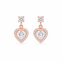 Amora Heart Halo Drop Earrings - Rose Gold