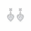 Amora Heart Halo Drop Earrings - White Gold