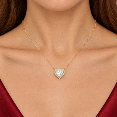 Amora Heart Halo Pendant Necklace