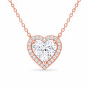 Amora Heart Halo Pendant Necklace - Rose Gold