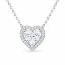 Amora Heart Halo Pendant Necklace - White Gold
