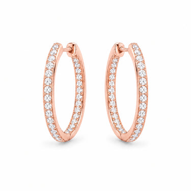 Aurelia Inside-Out Pave Hoop Earrings - Rose Gold