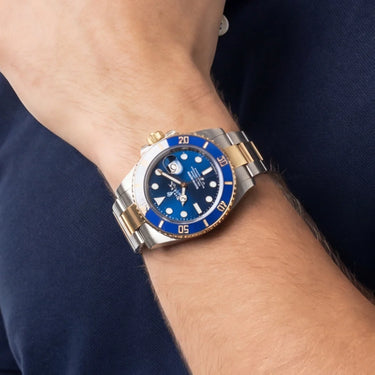 Submariner Automatic Dive Watch With Blue Rotating Bezel