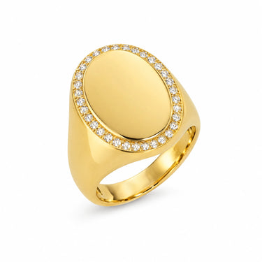 Beatrix Pave Framed Oval Signet Ring