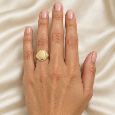 Beatrix Pave Framed Oval Signet Ring