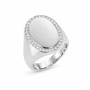 Beatrix Pave Framed Oval Signet Ring - White Gold