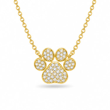 Bella Pave Paw Print Pendant Necklace