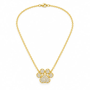 Bella Pave Paw Print Pendant Necklace
