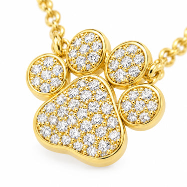 Bella Pave Paw Print Pendant Necklace