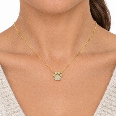 Bella Pave Paw Print Pendant Necklace