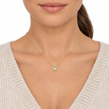 Bella Pave Paw Print Pendant Necklace