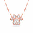 Bella Pave Paw Print Pendant Necklace - Rose Gold