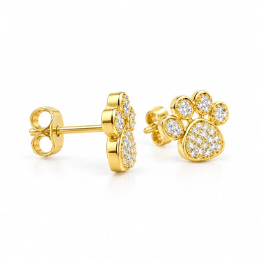 Bella Pave Paw Print Stud Earrings