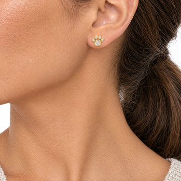 Bella Pave Paw Print Stud Earrings