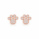 Bella Pave Paw Print Stud Earrings - Rose Gold