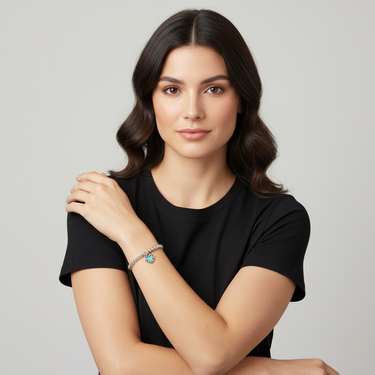 Blue Heart Tag Bead Bracelet