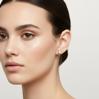 C Shaped Pearl Stud Earrings