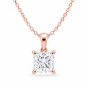 Celine Princess Cut Solitaire Pendant Necklace - Rose Gold