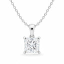 Celine Princess Cut Solitaire Pendant Necklace - White Gold