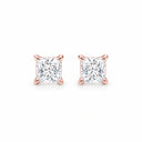 Celine Princess Cut Solitaire Stud Earrings - Rose Gold