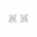 Celine Princess Cut Solitaire Stud Earrings - White Gold