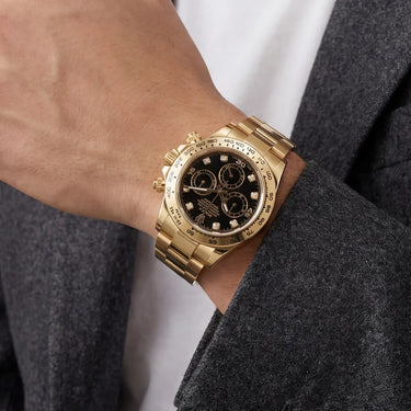 Chronograph Oyster Bracelet Watch With Tachymeter Bezel And Diamond Hour Markers