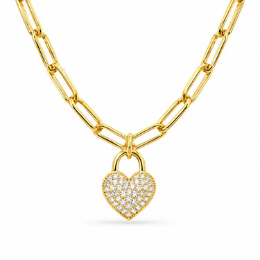 Clara Paperclip Heart Lock Necklace