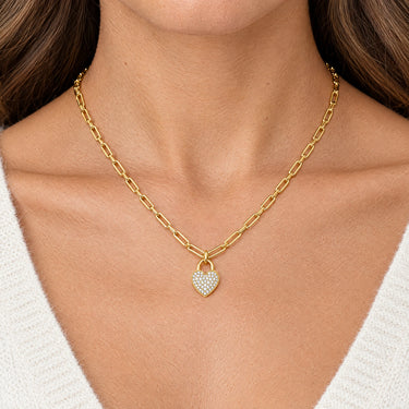 Clara Paperclip Heart Lock Necklace