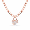 Clara Paperclip Heart Lock Necklace - Rose Gold