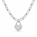 Clara Paperclip Heart Lock Necklace - White Gold