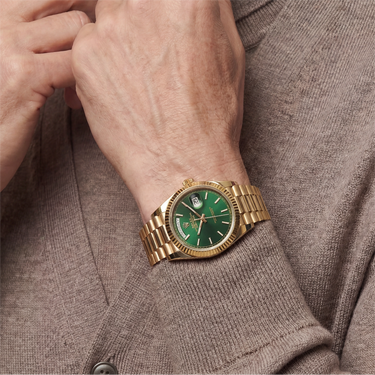 Classic Automatic Men’s Watch With Day-Date Display And Domed Bezel