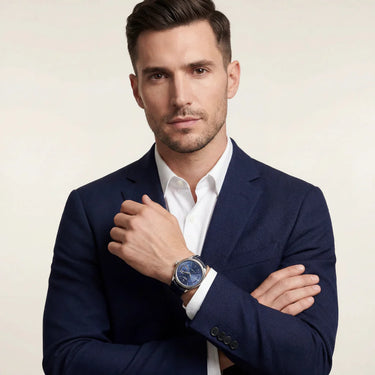 Classic Dress Automatic Men’s Watch With Guilloché Dial And Leather Strap