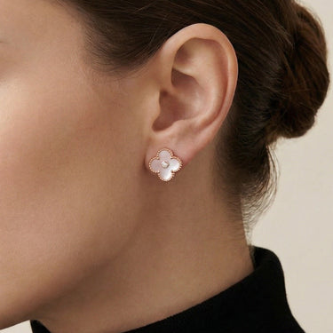 Clover Pink Mother Of Pearl Stud Earrings