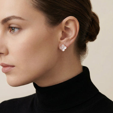 Clover Pink Mother Of Pearl Stud Earrings